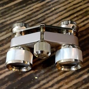 "Iridescent Vision: Vintage Opera Glasses with Mother of Pearl”